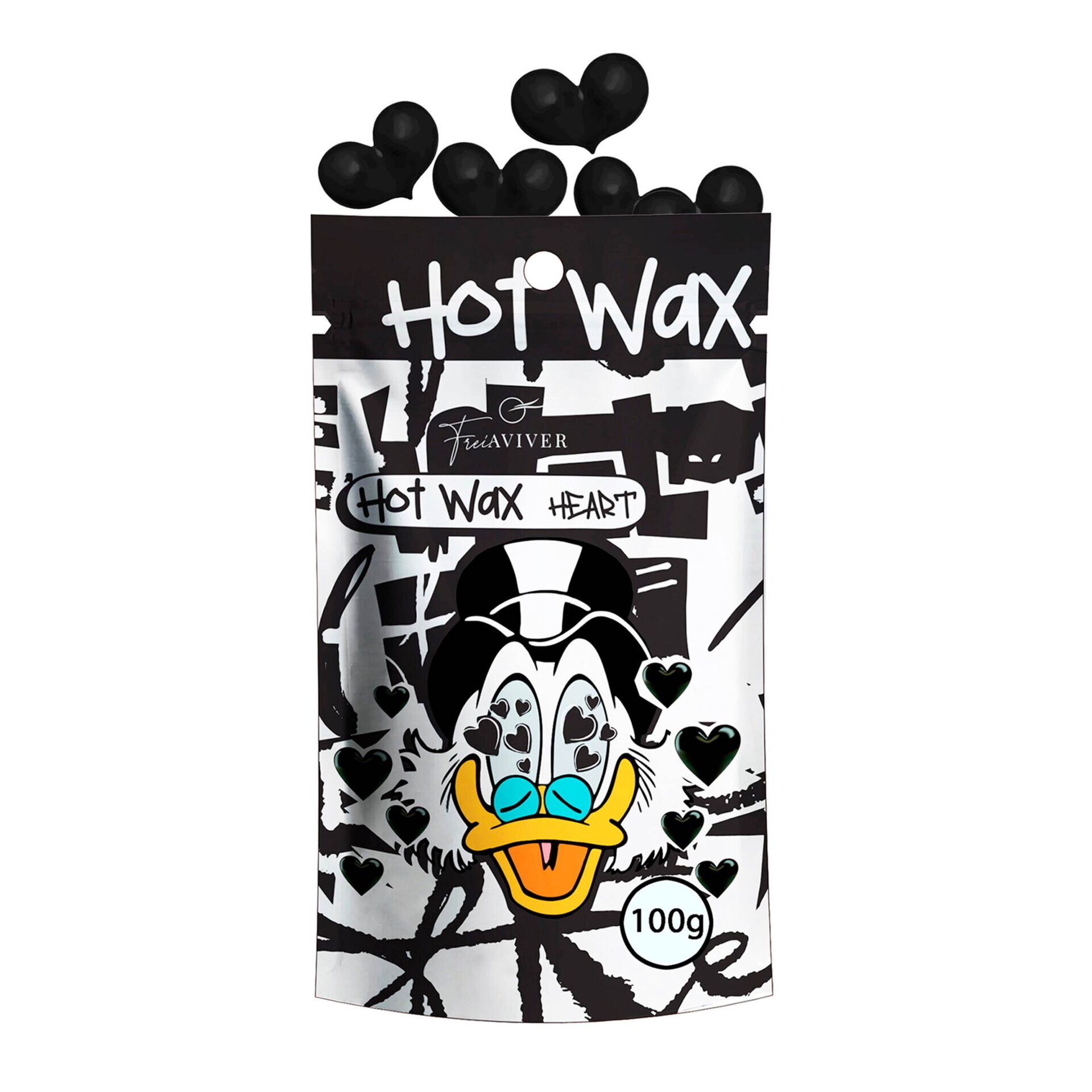 FreiAVIVER ВОСК ДЛЯ ДЕПИЛЯЦИИ БРОВЕЙ И ЛИЦА Hot Wax 100 ГР черный в форме сердец