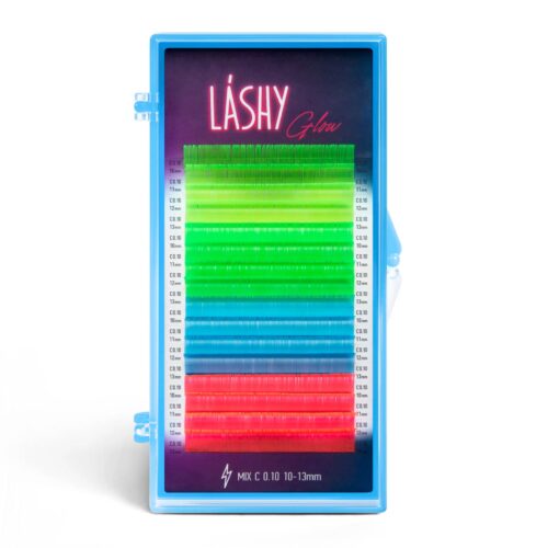 LASHY Glow РЕСНИЦЫ ЦВЕТНЫЕ 16 линий изгиб C толщина 0.1 MIX 10-13 мм