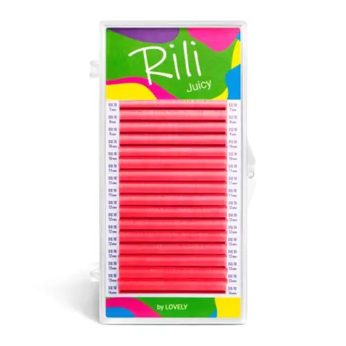 Rili Juicy РЕСНИЦЫ НЕОНОВЫЕ РОЗОВЫЕ 16 линий изгиб D 0.1 MIX 7-14мм