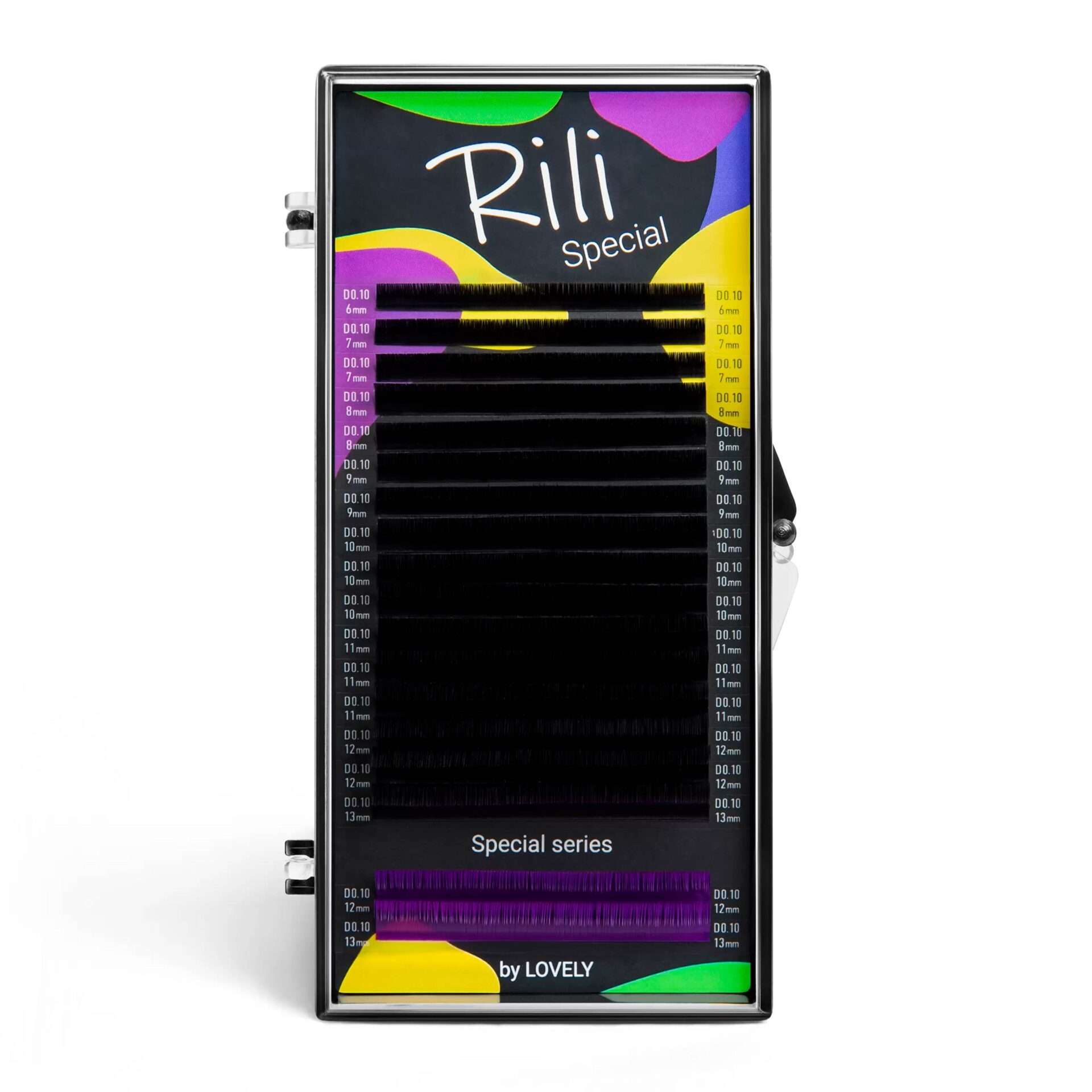Rili Special РЕСНИЦЫ ЧЕРНЫЕ purple 18 линий изгиб D 0.1 MIX 6-13мм